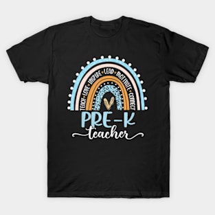 Pre-K Teacher Leopard Boho  Back To School T-Shirt